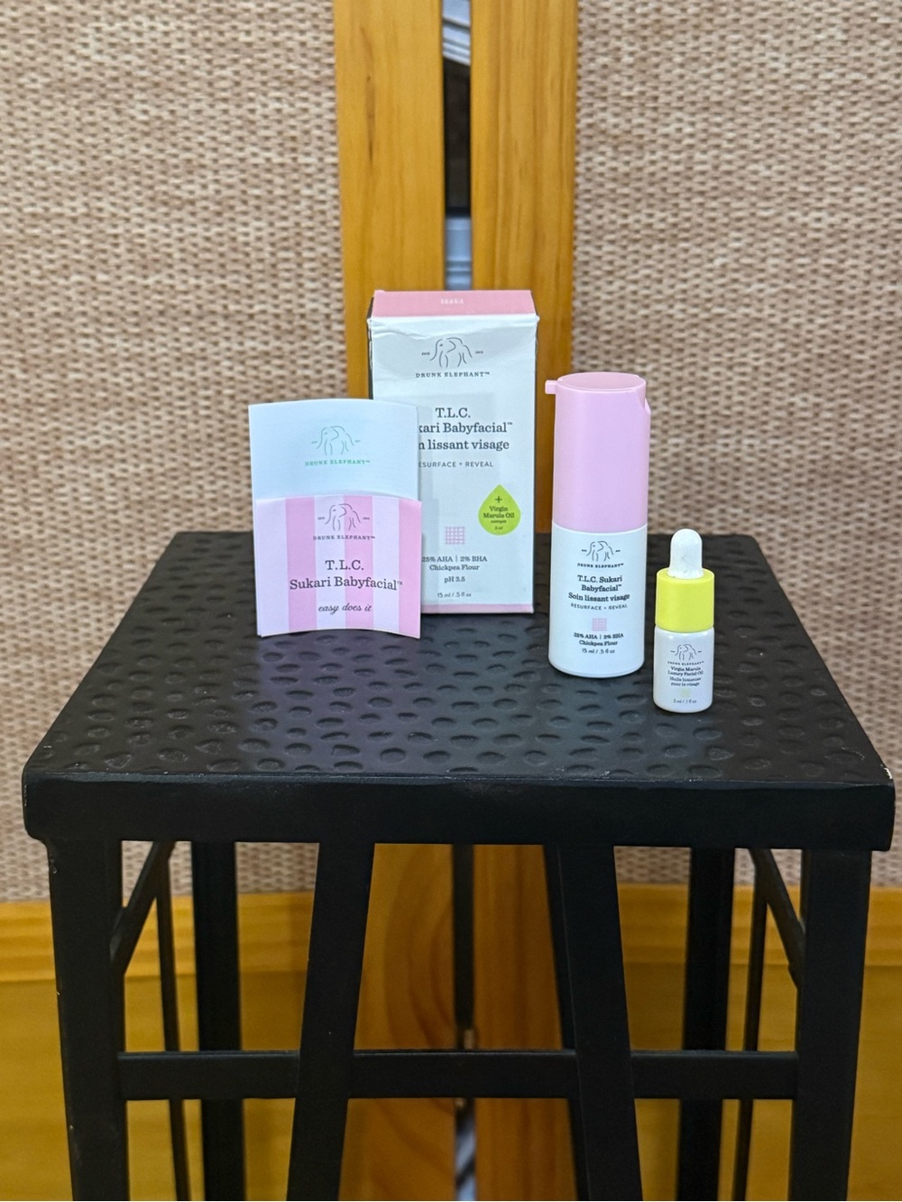 Drunk Elephant Set with Pink, White & Yellow Packaging